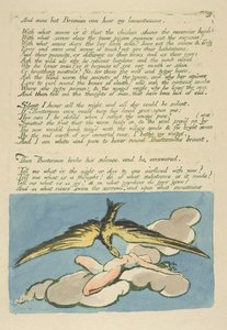 "ولا أحد غير برومان يمكن أن يسمع ..." ، اللوحة 6 من "رؤى بنات ألبيون" ، 1793 (نقش بارز مطبوع باللون الأخضر مع مرحاض) بواسطة وليام بليك